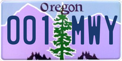 OR license plate 001MWY