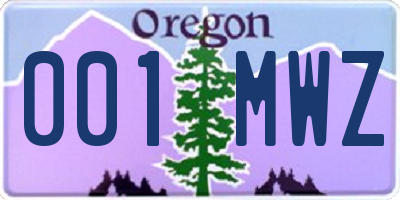 OR license plate 001MWZ