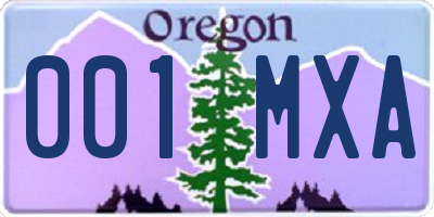 OR license plate 001MXA