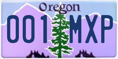 OR license plate 001MXP