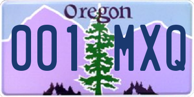 OR license plate 001MXQ