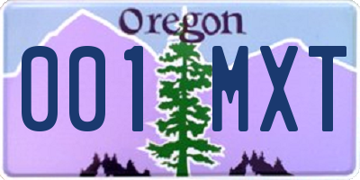 OR license plate 001MXT