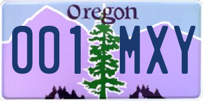 OR license plate 001MXY