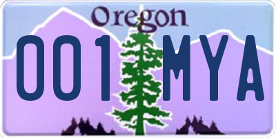 OR license plate 001MYA