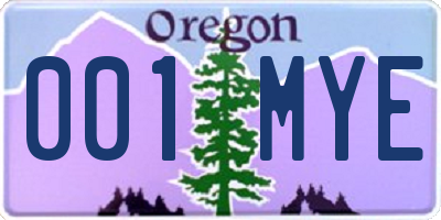 OR license plate 001MYE