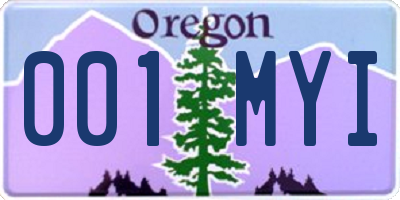 OR license plate 001MYI