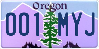 OR license plate 001MYJ