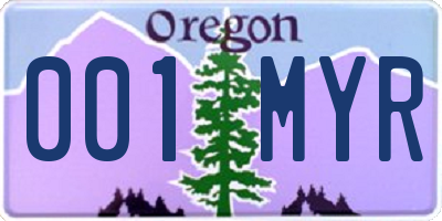 OR license plate 001MYR