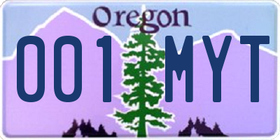 OR license plate 001MYT