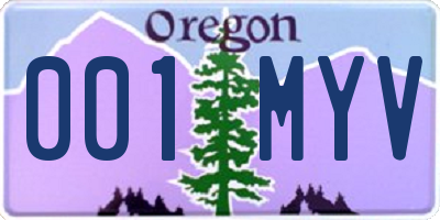 OR license plate 001MYV