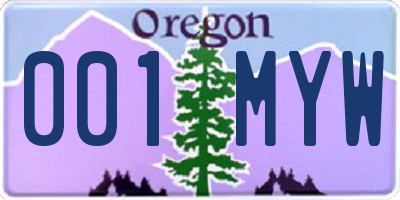 OR license plate 001MYW