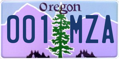 OR license plate 001MZA