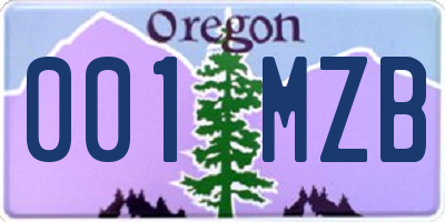 OR license plate 001MZB