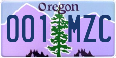 OR license plate 001MZC