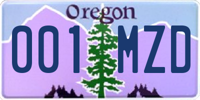 OR license plate 001MZD