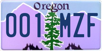 OR license plate 001MZF