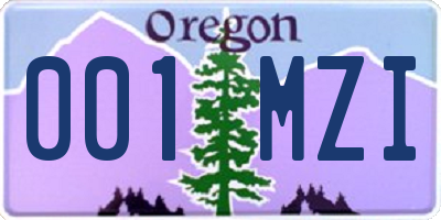 OR license plate 001MZI