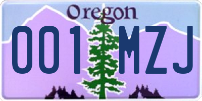 OR license plate 001MZJ