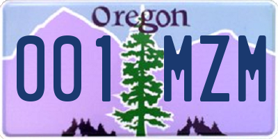 OR license plate 001MZM