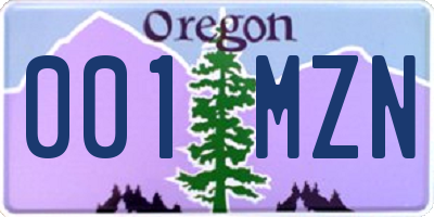 OR license plate 001MZN