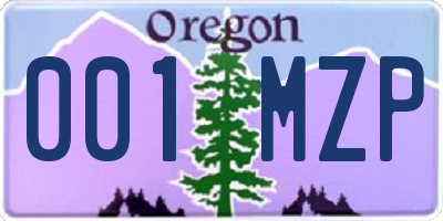 OR license plate 001MZP