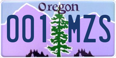 OR license plate 001MZS