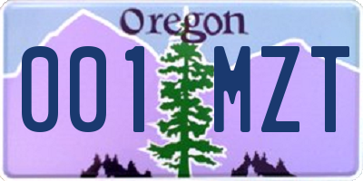 OR license plate 001MZT