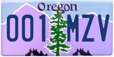 OR license plate 001MZV