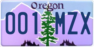 OR license plate 001MZX