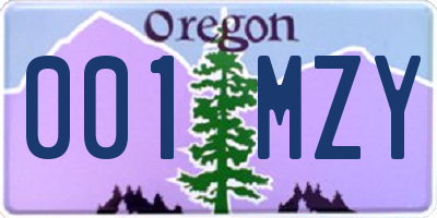 OR license plate 001MZY