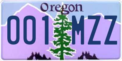 OR license plate 001MZZ