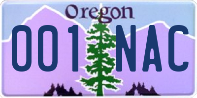 OR license plate 001NAC