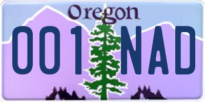 OR license plate 001NAD