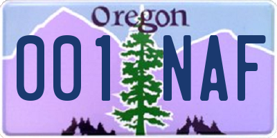 OR license plate 001NAF