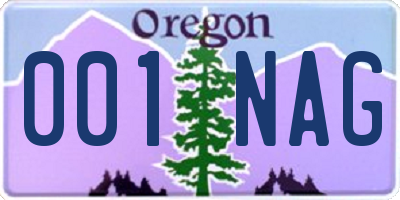 OR license plate 001NAG