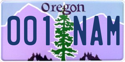 OR license plate 001NAM