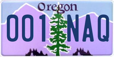 OR license plate 001NAQ