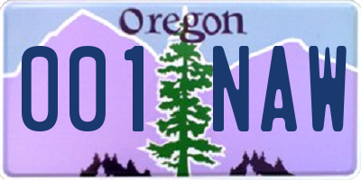 OR license plate 001NAW