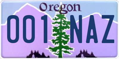 OR license plate 001NAZ