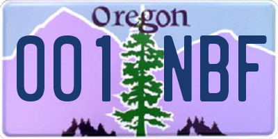 OR license plate 001NBF