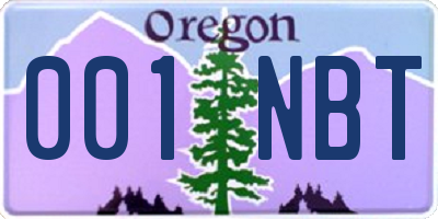 OR license plate 001NBT