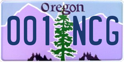 OR license plate 001NCG