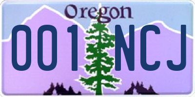 OR license plate 001NCJ