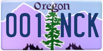 OR license plate 001NCK