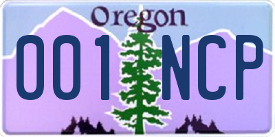 OR license plate 001NCP