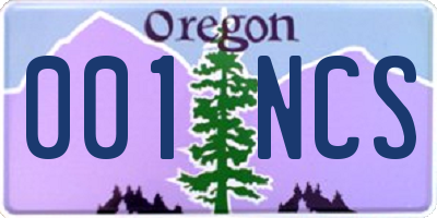 OR license plate 001NCS