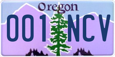 OR license plate 001NCV