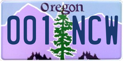 OR license plate 001NCW