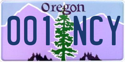 OR license plate 001NCY