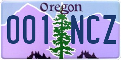 OR license plate 001NCZ